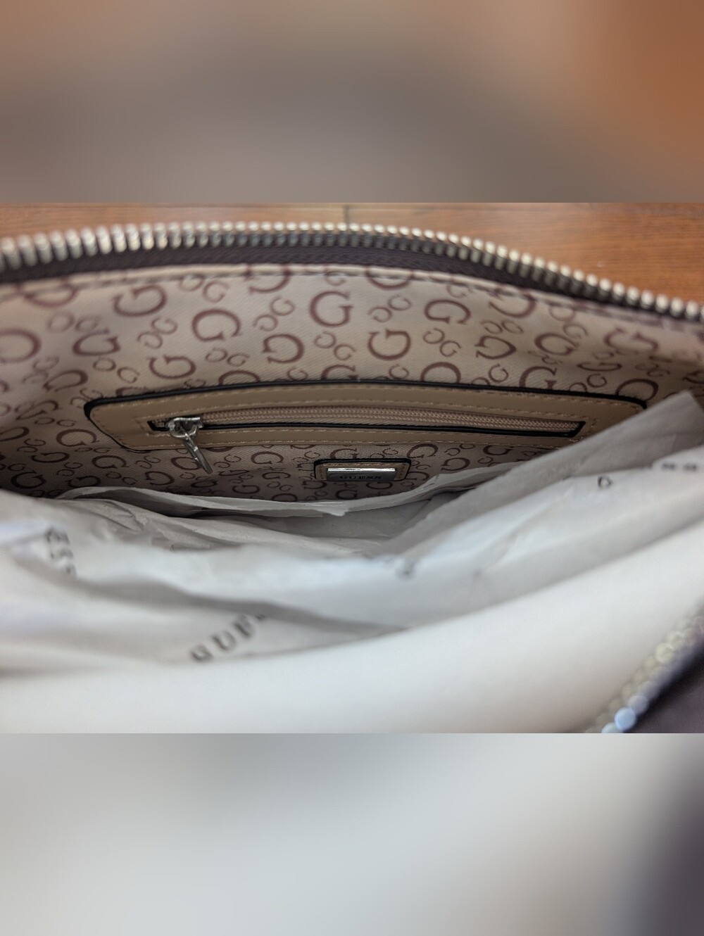 GUESS Chocolate Brown Faux Suede Shoulder Bag - Picture 5 of 8